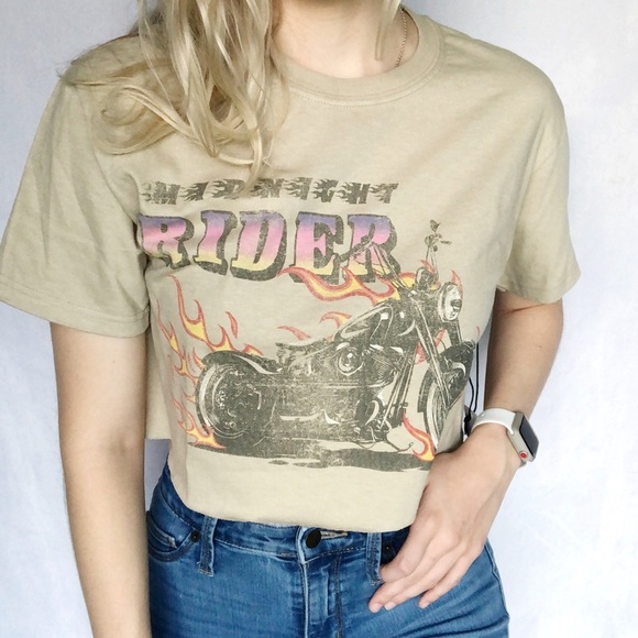 Midnight Rider NWOT Distressed Motorcycle Tee - Picture 1 of 6